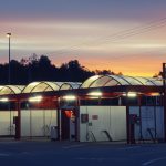 Car wash station in the morning